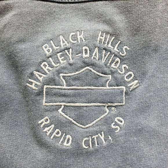 Womens Harley Davidson Black Hill SD Blue Medium Pockets Button Cotton Vest VGC - Picture 6 of 10